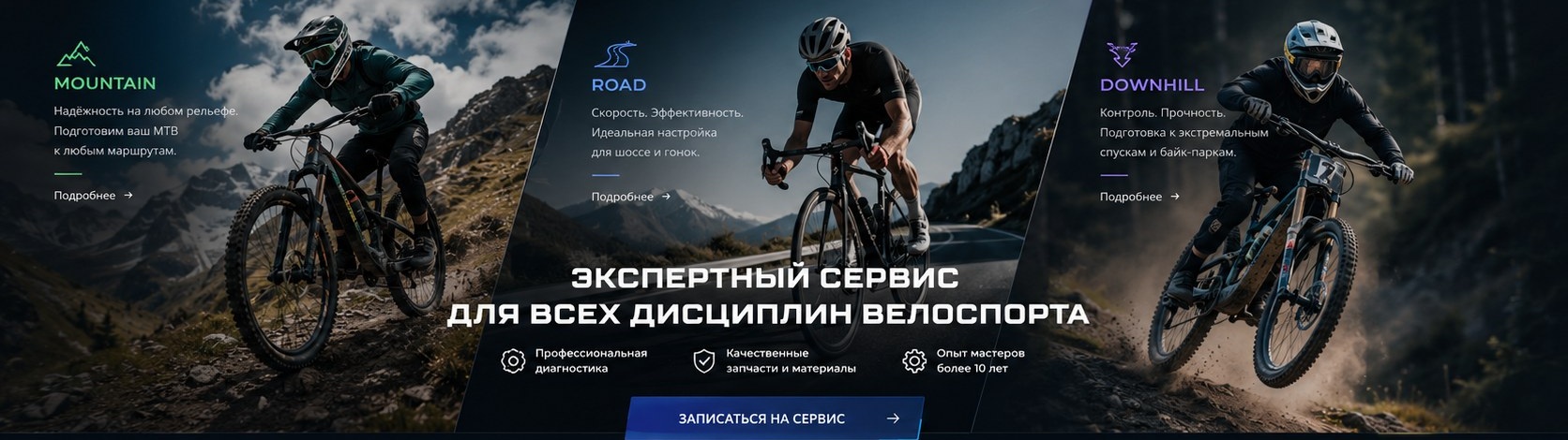MTB, road и downhill сервис велосипедов